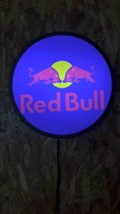ป้ายกระทิงแดง red bull ป้ายไฟLED ป้ายเครื่องดื่ม ป้ายไฟ ป้ายโฆษณา ด้านเดียวหน้าเรียบ ป้ายตกแต่งร้าน ตู้ไฟ เส้นผ่านศูนย์กลาง30-40 ซม.