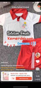 Setelan baju rok anak perempuan casual setelan terbaru merah putih