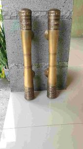 Gagang Pintu Rumah Kuningan Kunci Motif Polos Ukir Antik 40 cm 2 pcs