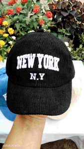 TOPI CORDUROY BORDIR NEW YORK 6 BULAN - 3 TAHUN