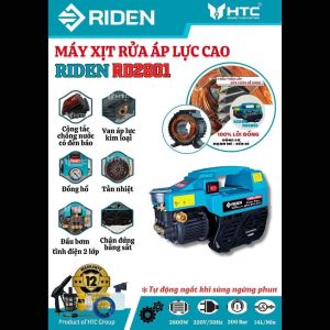 MÁY XỊT RỬA CAO ÁP 100% dây đồng công suất 2800W áp lực 200bar lưu lượng nước 14L/p HIỆU RIDEN RD2801