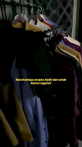 Kemeja Couple cople Ayah Dan Anak Bahan Katun Sigaret Warna Hitam (Harga Satuan) Bisa Cod