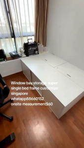 Window bay storage bed frame customize super single singapore for smaller room/condo/bed room