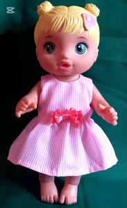 pink stripe dress for baby alive doll or other 11 to 12 inches baby dolls ( doll not included)