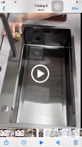 Chậu rửa bát inox 1 hố. Bồn rửa bát chén 1 hố 78x46x22 com bo vòi ngỏng nóng lạnh và vòi thác