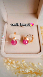 Anting Giok Lapis Emas Awet Anti Luntur Cantik Berkilau Gold
