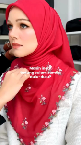 NEW! MINAZ HIJAB SULAM MEKAR BAWAL COTTON VOILE BIDANG 45