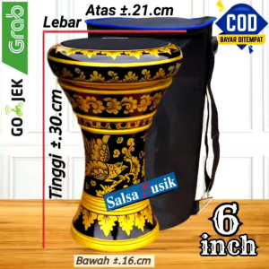 Dumbuk Anak Atau Darbuka Kayu Mini 6 inch Gold Hitam Power Beat