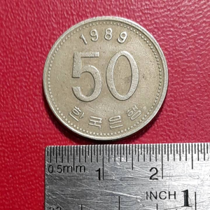 Koin Korea klasik Koleksi jadul 50 Won Tahun 1989 BEKAS
