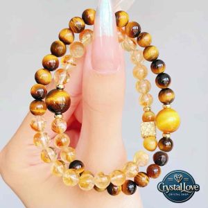Natural Tiger’s Eye Bracelet| With Citrine Attract Wealth Boost Luck and Enhance ConfidencePowerful Energy Good Luck Health CrystalHappinessFashion BraceletPerfect for Gifts —A Stylish Must-Have招财转运