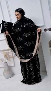 Mukena Dewasa Jumbo Bordir Bunga Sakura Premium Mewah