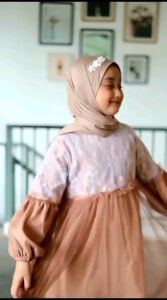 Faliha Dress Gamis Couple Ibu Dan Anak Perempuan Gamis Pesta Brukat Baju Pasangan Kondangan Lebaran