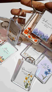 Birth Month Flowers Acrylic Keychain – Personalized Floral Design Durable High-Quality Acrylic Charm Perfect Souvenir or Gift