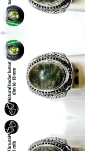 Natural Batu badar lumut kristal plong / Cincin batu akik Natural pria wanita