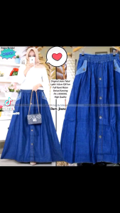 rok jumbo kancing keren kain denim PREMIUM TERLARIS