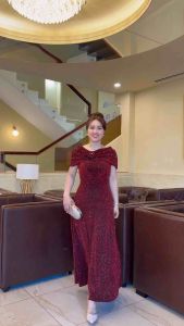 Đầm Đi Tiệc [Salu Store] KC582 + KC585 Chất Thun Nhũ Đính Đá Nguyên Đầm Kết Ngọc Trai Cao Cấp Từ 50kg-75kg