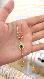 KALUNG WANITA LIONTIN TETESAN AIR HIJAU TITANIUM ANTI LUNTUR DAN KARAT IMPORT