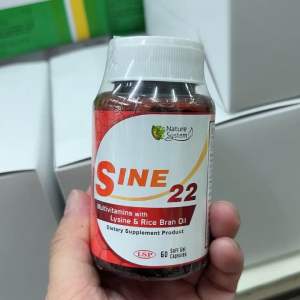 SINE 22 Mutivitamins with Lysine & Rice Bran Oil วิตามินรวม ไลซีน และน้ำมันจมูกข้าว 60 soft gel capsules (1 กระปุก)