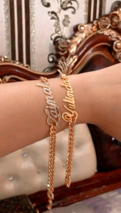 Kalung & Gelang Liontin Custom Nama 1 Set Lapis Emas 24K