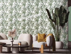 Terbaru Hadir Wallpaper Motif Daun Tropica Dengan Serat Timbul Bertekstur Ukuran Lebar 53cm Panjang 10meter