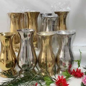 ပန်းအိုး အစွန်းခံသံမဏိ ကောင်းတယ် ပန်းအိုး ၂ လုံး ၈၊၉၊၁၀ လက်မ แจกันดอกไม้ สแตนเลสแบบหนา เคลือบสีทองและเงิน  ขายเป็นคู่  มี3ขนาด8910 นิ้ว