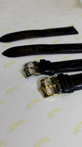 STRAP TALI KULIT JAM R0.LEK PREMIUM HITAM 18MM DENGAN BUCKLE GOLD FULL ENGRAVED GARANSI PAS