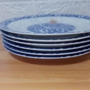 SET FOR 6 PIECES CERAMIC ORIENTAL BLUES DINNER PLATE / FLAT PLATE SIZE 9 INCHES