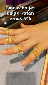 Gold 916 Ring Cincin Belah Rotan Bajet (0.6G++) Emas 916 Original