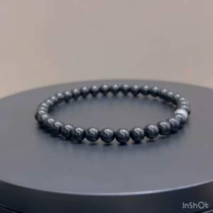 CW Manila - AD0NIS Stretch Bracelet- 6mm Black Onyx stone with Silver Hematite - Semiprecious Fashion Jewelry