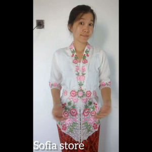 Atasan Kebaya Encim Bordir Kartini Moderen Remaja Dewasa Chalista Warna Putih Pink