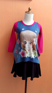 atasan kaos wanita pink terang KELLYSA cewek XS anak perempuan 5 6 7 thn santai blouse