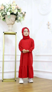 Gamis Polos - Gamis Anak Perempuan Pakaian Muslim Muslimah Anak Cewek Pakaian Dress Panjang Solehah Usia 1 sampai 12 Tahun