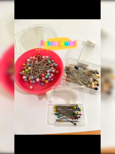 Jarum Pentul Stainless steel Mika Drasmaker Pins Crown Fox Hudi Anti Karat Isi 100 pcs Warna Warni Gold Silver Pink Hitam