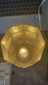 Lampshade capiz octagon free bulb w/laser engraved
