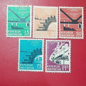 Prangko Indonesia Kuno 5 Pcs Seri Konferensi Kolombo 1959 UN USED