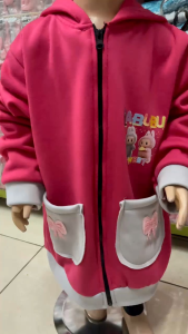 Jaket Anak Labubu: Jaket Anak Perempuan Labubu Pita Kantong Depan