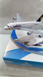 Lufthansa Airplane Airbus380 DieCast Aircraft Model Toy Collection 15cm White with Blue Tail on Clear Stand