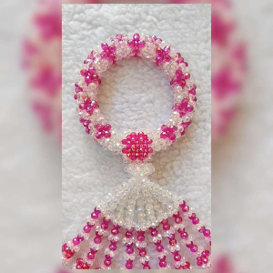 พวงมาลัยคริสตัล​ ลายลูกแก้ว (8มิล)    (Size​ XXL)​