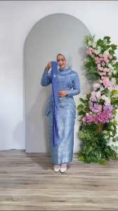 Kebaya Modern Pesta Wanita Payet Mewah Kekinian/ Setelan Kebaya Tile Payet Bawahan Rok Lilit Songket/Kebaya Wisuda/Kebaya Kekinian/Setelan Kebaya Wisuda Terbaru/Free Hijab