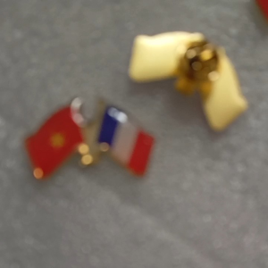 Huy hiệu cài áo lá cờ Việt Nam - Pháp pin cài áo quà tặng Vietnam - France