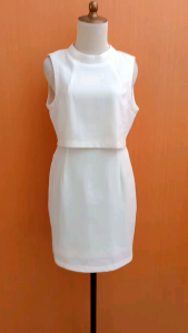 mini midi dress wanita putih M cewek MEWAH kutung model crop top cute