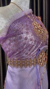 ชุดสไบ ชุดไทยจักรีสีชมพู ม่วง บาร์บี้ นางงาม ไล่สี พาสเทล ชุดไทย ชุดไทยสวยๆ