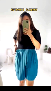 CELANA WANITA DEWASA PENDEK JUMBO HOTPANTS PLISKET REMPEL BESAR BB 40-100KG- CELANA PENDEK SANTAI