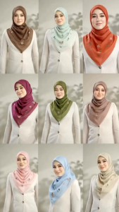 Tudung Minaz Hijab SULAM ANGGUN PLAIN Bidang 45 Material cotton Lasercut