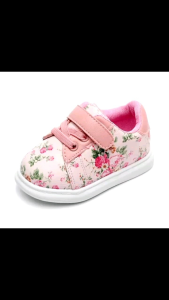 Sepatu sneaker anak perempuan anti slip umur 1 2 3 tahun motif bunga sakura