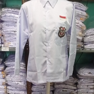 Baju Putih Lengan Panjang Oblong Seragam Sekolah SD Madrasah Kain High Twis