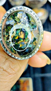 Cincin Batu Akik Pancawarna Klawing batik hijau kristal