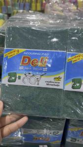 สก๊อตไบรท์ Deli เดลี่-ไบรท์ ล้างจาน ฟองน้ํา ฝอยขัดหม้อ ใช้ขัด หม้อ กะทะ อุปกรณ์ทําความสะอาด 12 แพ็ค มี 36 แผ่น