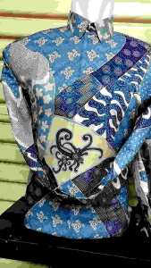 Biru Salem Kemeja batik Couple ayah dan anak laki laki katun solo premium lengan panjang