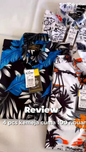 100 Ribu 4 Kemeja promo paket hemat kemeja Pria Motif Pantai Lengan Pendek kemeja distro terbaru